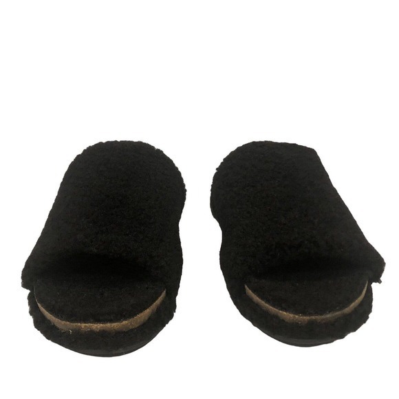 Lucky Brand Gadini Women's Faux Shearling Open Toe Slide Slippers Black Size 9 - Picture 3 of 10